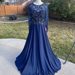 Xcape Navy Blue Beaded Dress